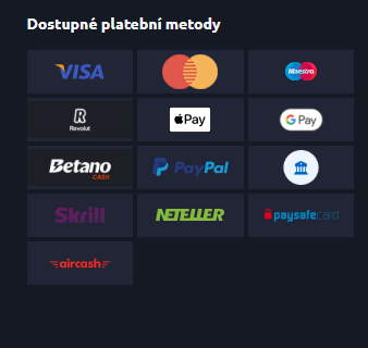 Dostupné platební metody