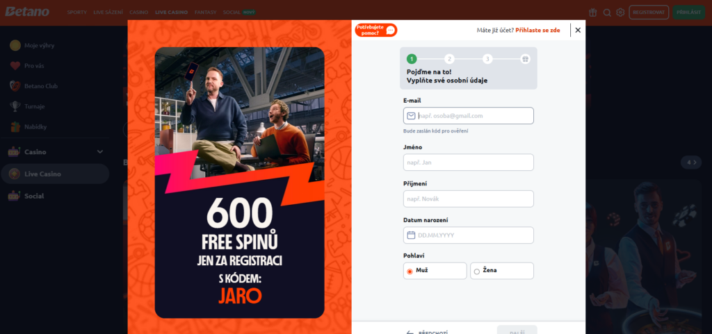 Registrace na Betanu je jednoduchá a rychlá.